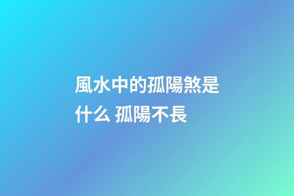 風水中的孤陽煞是什么 孤陽不長